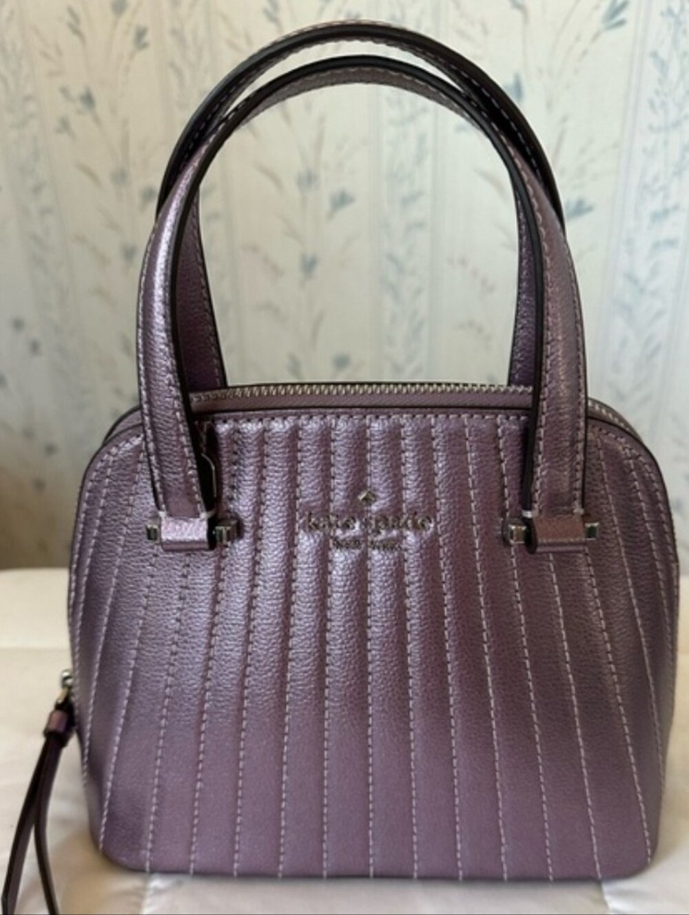 Kate Spade Patterson Drive Quilted Mini Dome Satchel Bag In Metallic Purple NWOT